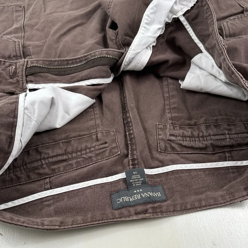 Y2K‎ Banana Republic Baggy Cargo Shorts Men Actual 33 x 11 Brown Cotton Military
